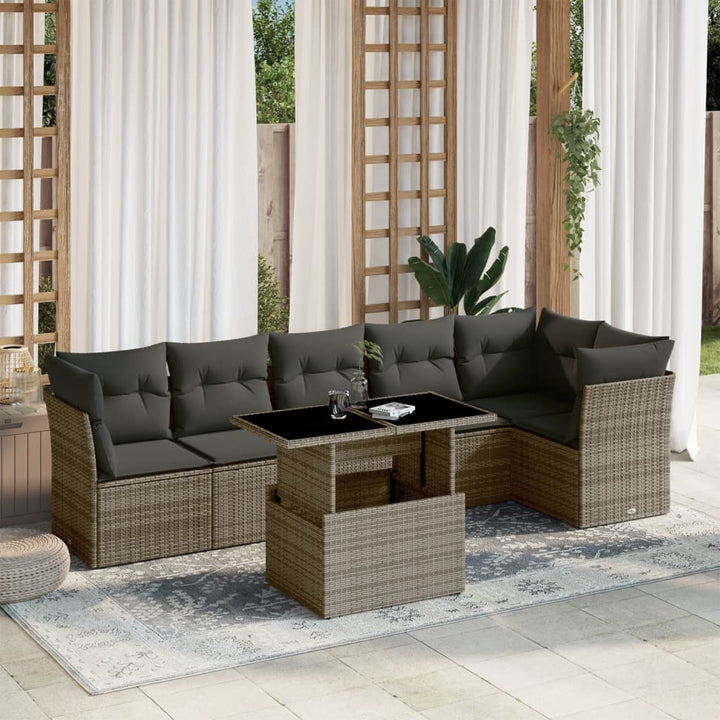 Set Canapele De Grădină, 7 Piese, Cu Perne, , Poliratan