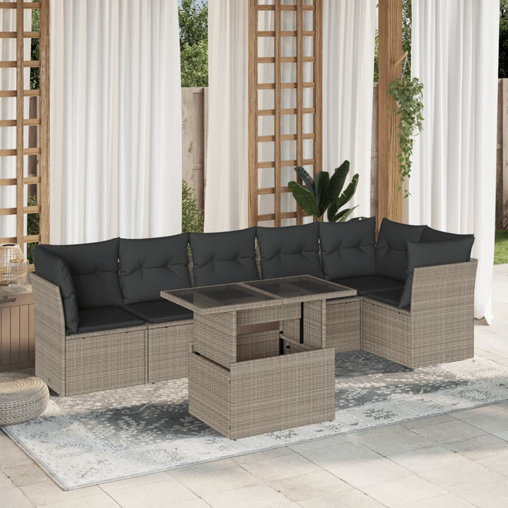 Set Canapele De Grădină, 7 Piese, Cu Perne, , Poliratan