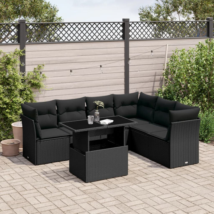 Set Canapele De Grădină Cu Perne, 7 Piese, , Poliratan