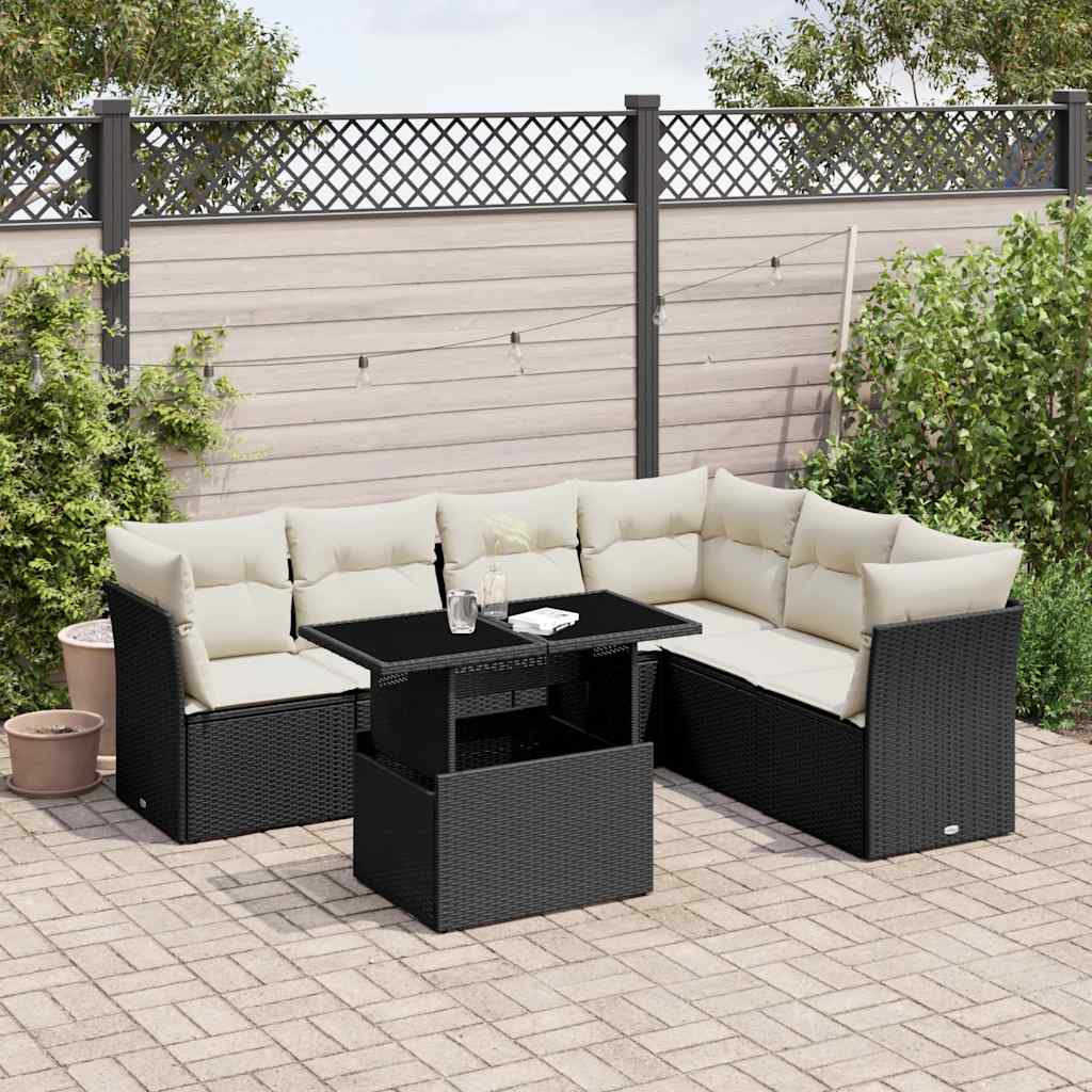Set Canapele De Grădină Cu Perne, 7 Piese, , Poliratan