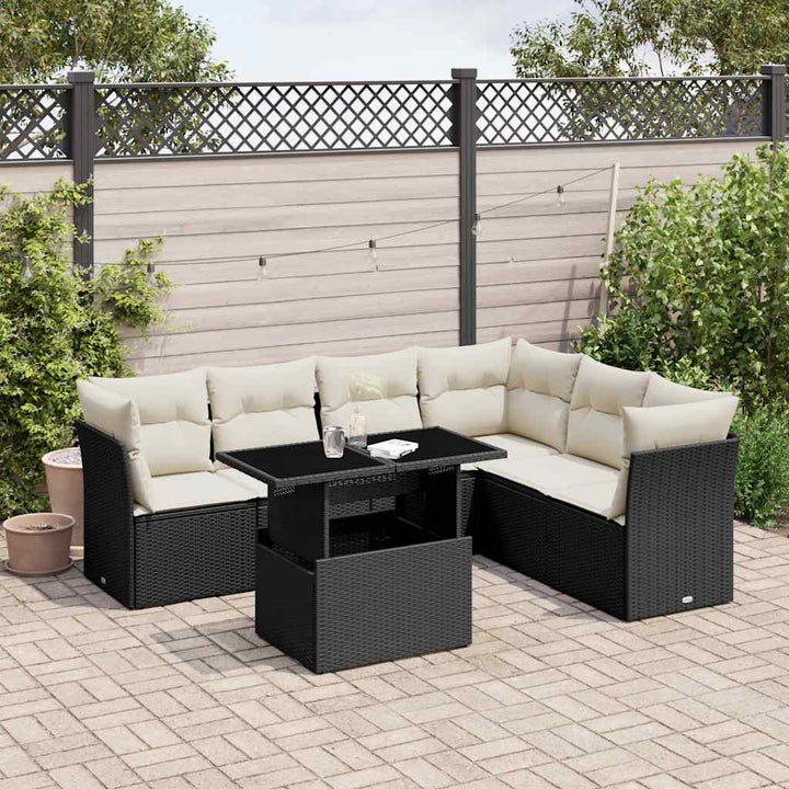 Set Canapele De Grădină Cu Perne, 7 Piese, , Poliratan