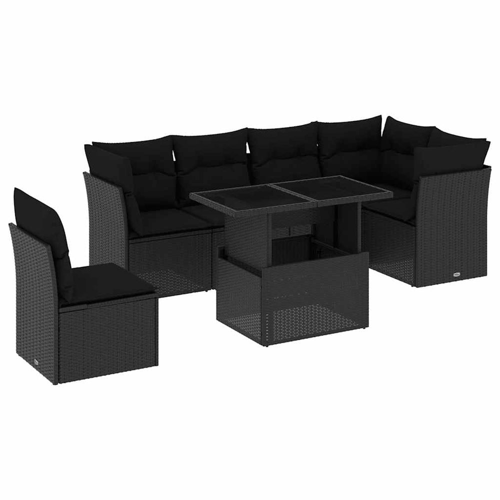 Set Canapele De Grădină Cu Perne, 7 Piese, , Poliratan