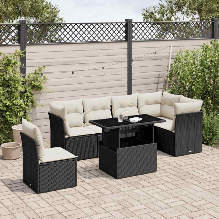 Set Canapele De Grădină Cu Perne, 7 Piese, , Poliratan