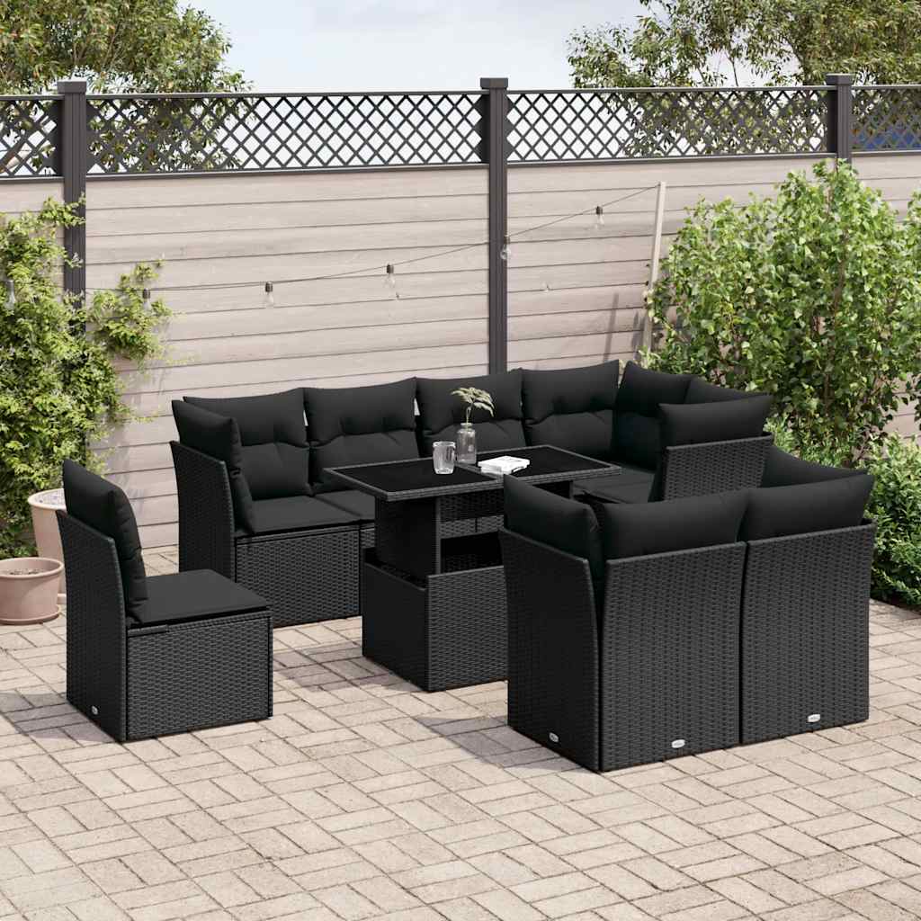 Set Canapele De Grădină, 9 Piese, Cu Perne, , Poliratan