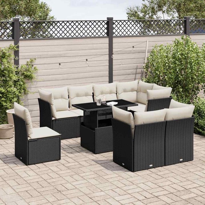 Set Canapele De Grădină, 9 Piese, Cu Perne, , Poliratan