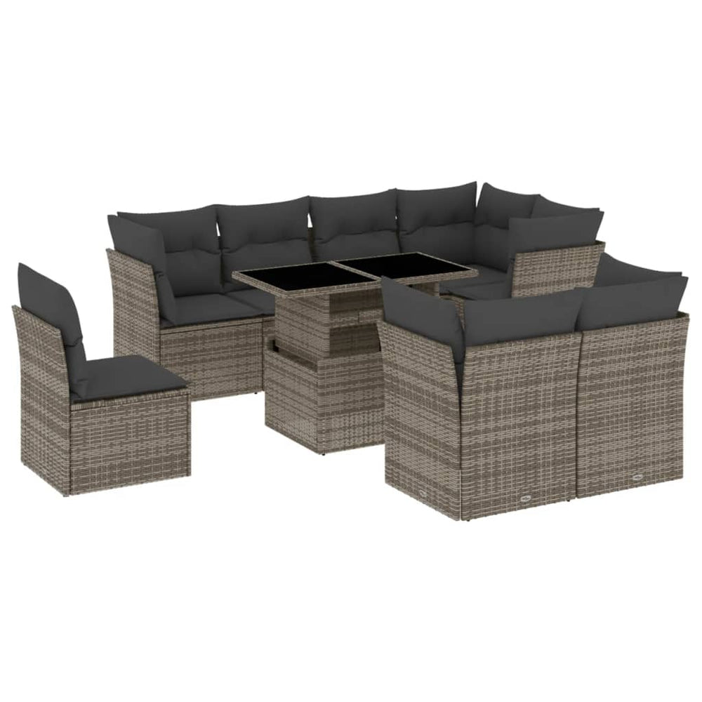 Set Canapele De Grădină, 9 Piese, Cu Perne, , Poliratan