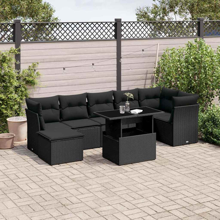 Set Mobilier De Grădină Cu Perne, 8 Piese, , Poliratan