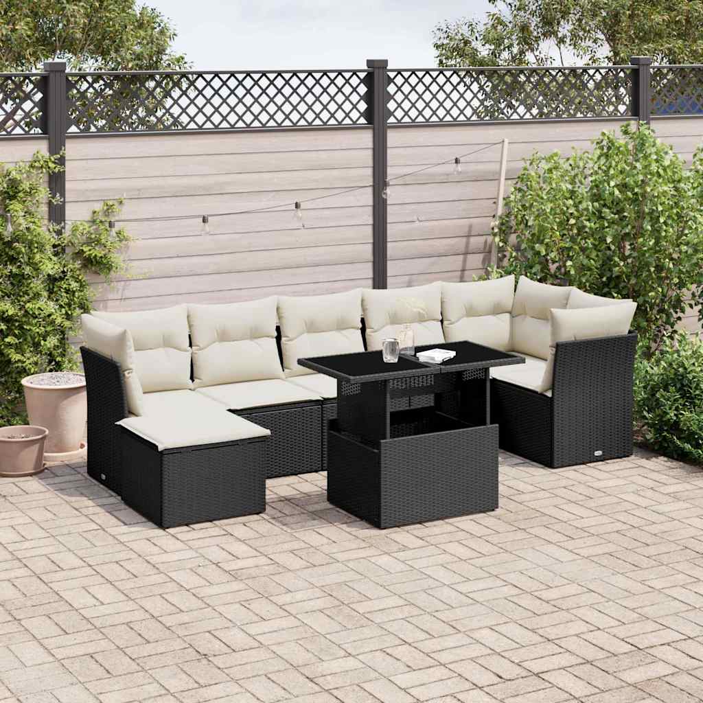 Set Mobilier De Grădină Cu Perne, 8 Piese, , Poliratan