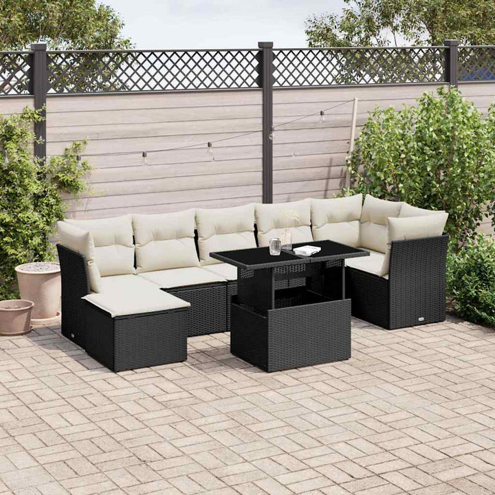 Set Mobilier De Grădină Cu Perne, 8 Piese, , Poliratan