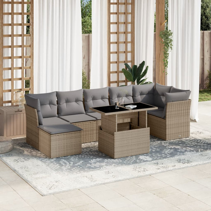 Set Mobilier De Grădină Cu Perne, 8 Piese, , Poliratan