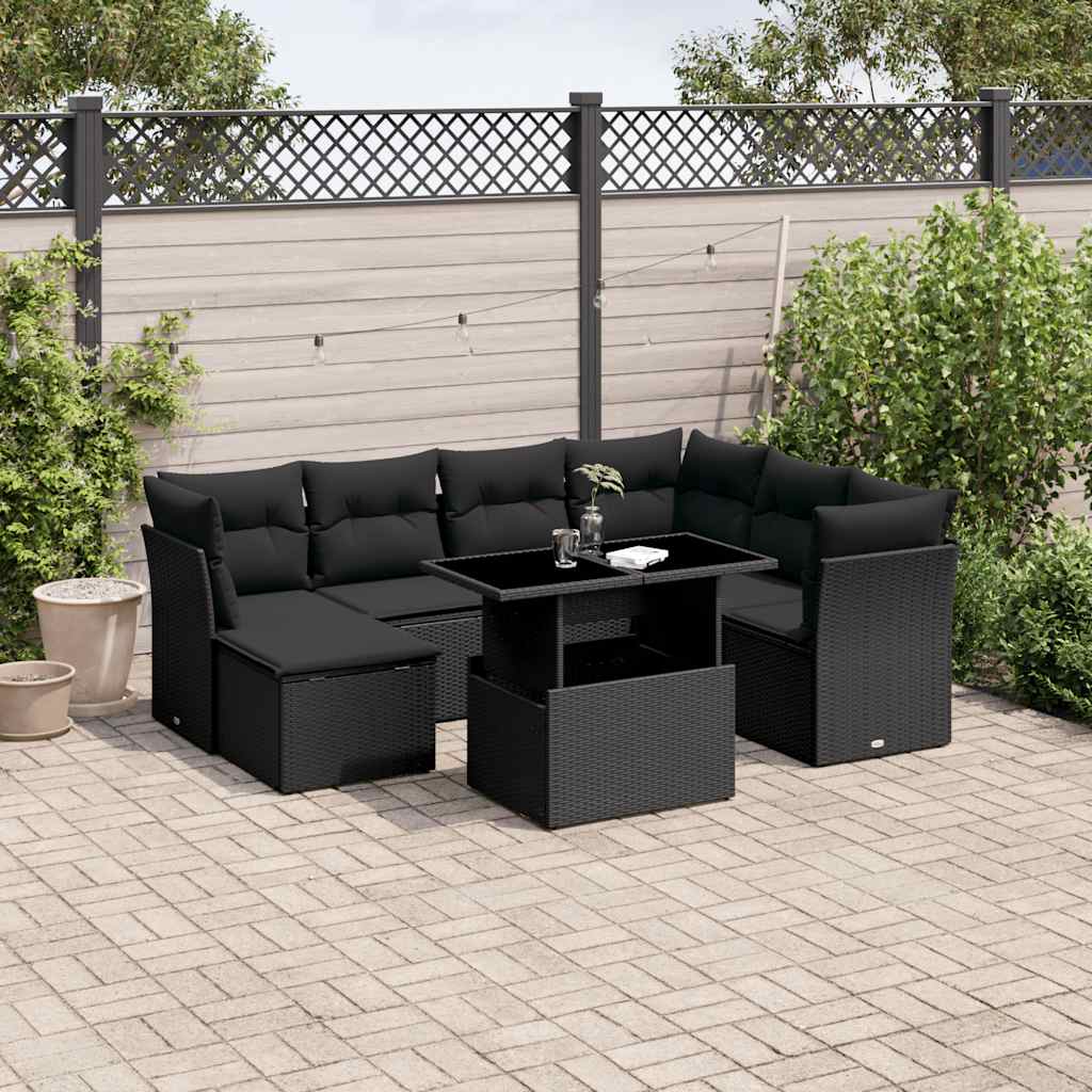 Set Canapele De Grădină, 8 Piese, Cu Perne, Bej, Poliratan