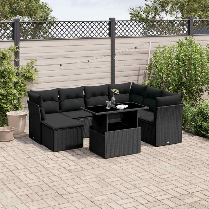 Set Canapele De Grădină, 8 Piese, Cu Perne, Bej, Poliratan