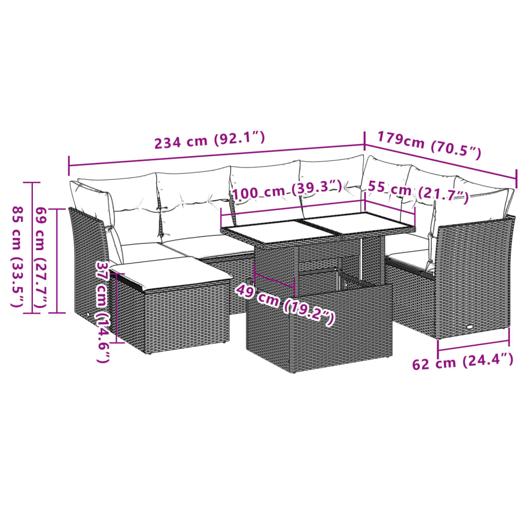 Set Canapele De Grădină, 8 Piese, Cu Perne, Bej, Poliratan