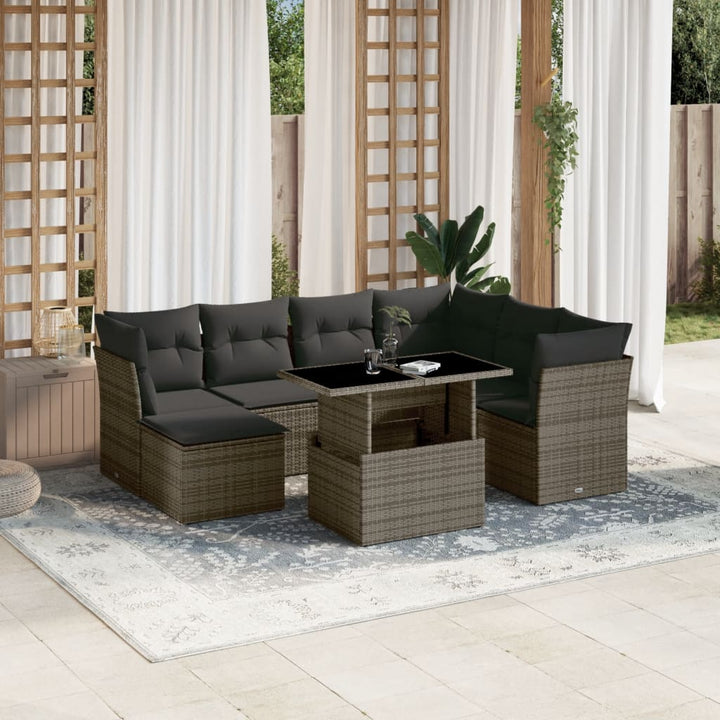 Set Canapele De Grădină, 8 Piese, Cu Perne, Bej, Poliratan