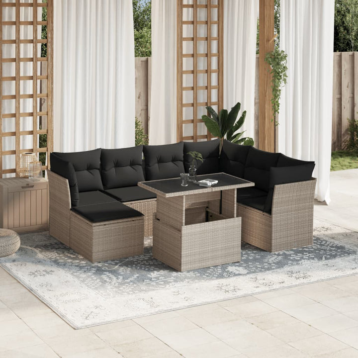 Set Canapele De Grădină, 8 Piese, Cu Perne, Bej, Poliratan