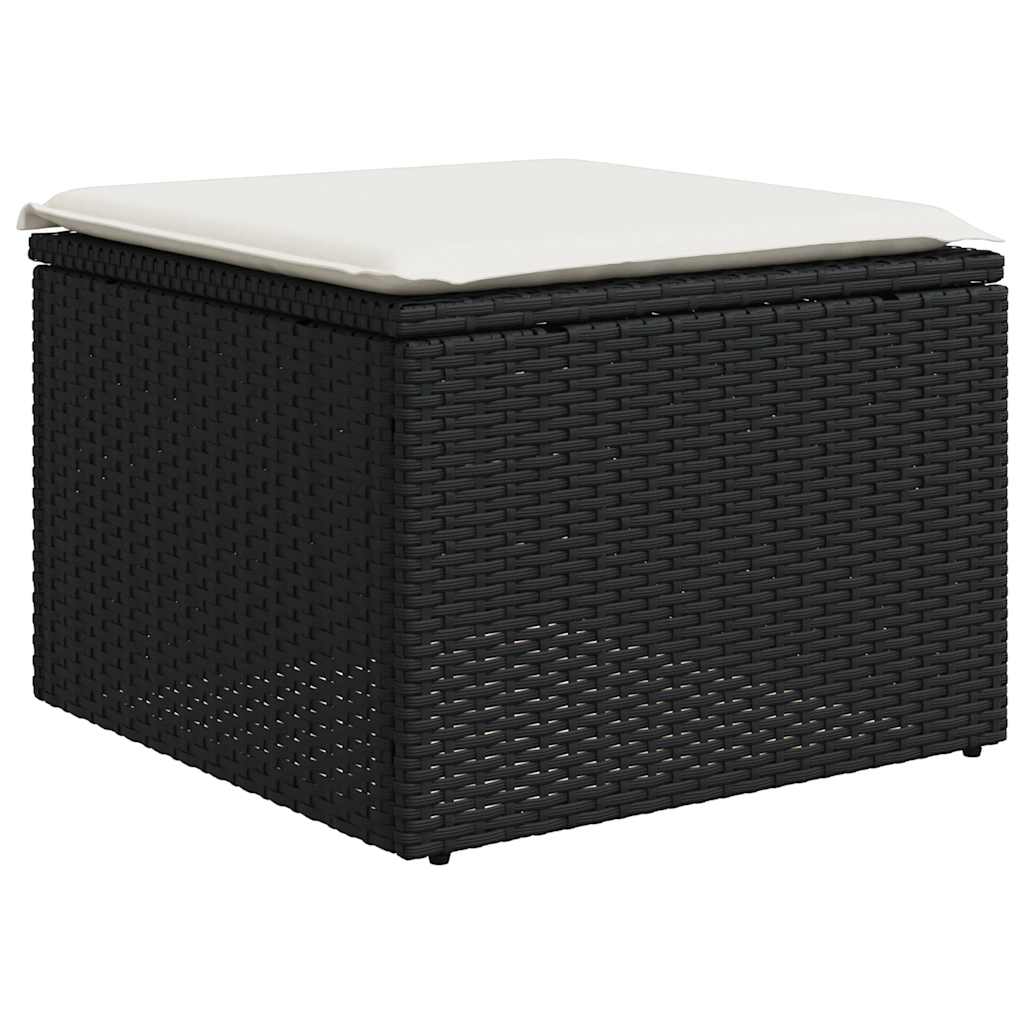 Set Mobilier De Grădină Cu Perne, 9 Piese, Negru, Poliratan