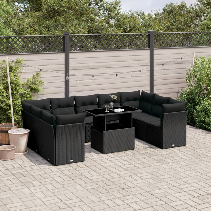 Set Canapele De Grădină Cu Perne, 10 Piese, , Poliratan