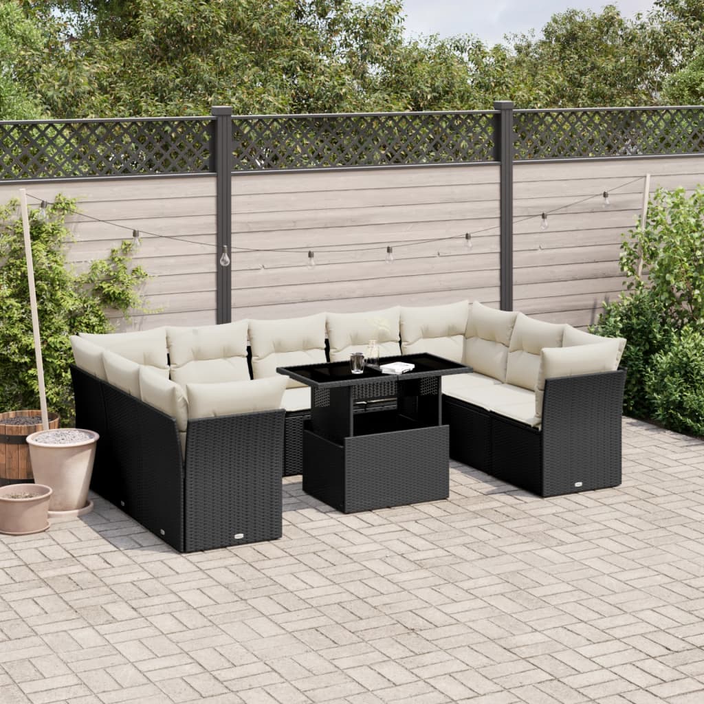 Set Canapele De Grădină Cu Perne, 10 Piese, , Poliratan