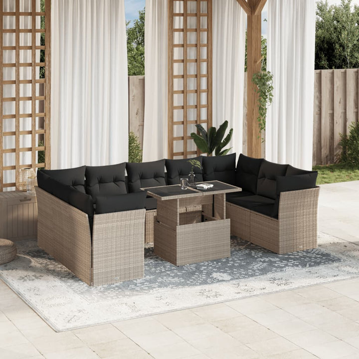 Set Canapele De Grădină Cu Perne, 10 Piese, , Poliratan