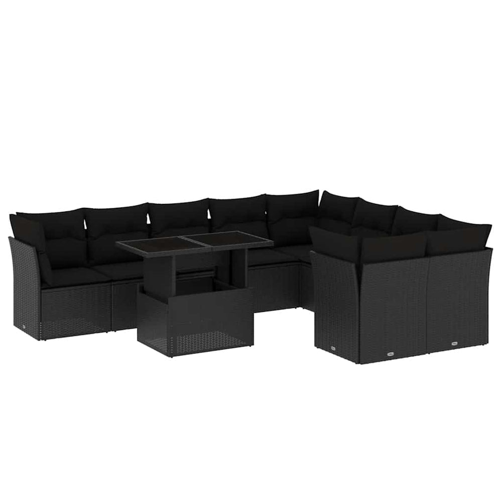 Set Canapele De Grădină Cu Perne, 10 Piese, , Poliratan
