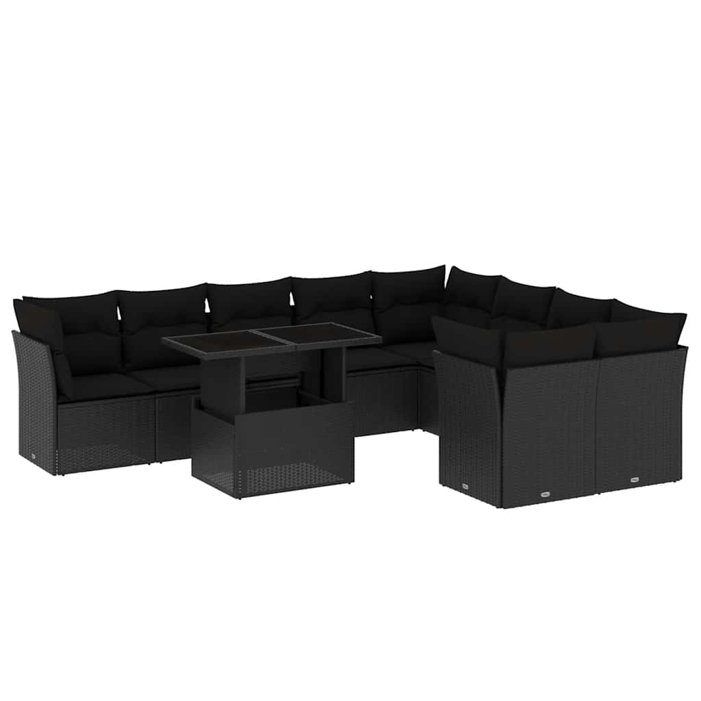 Set Canapele De Grădină Cu Perne, 10 Piese, , Poliratan