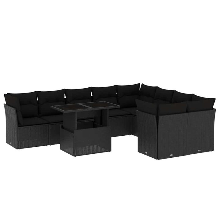 Set Canapele De Grădină Cu Perne, 10 Piese, , Poliratan