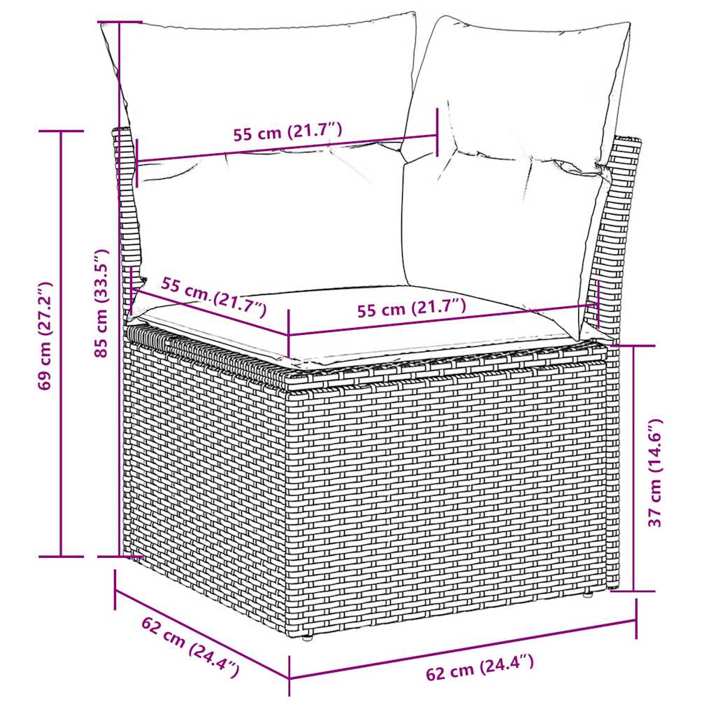 Set Canapele De Grădină Cu Perne, 10 Piese, , Poliratan