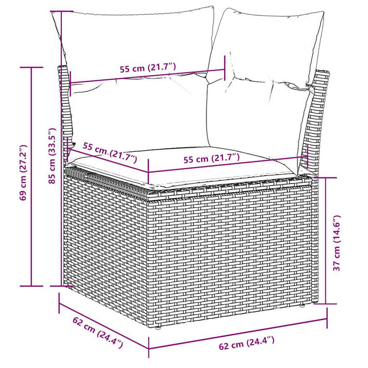 Set Canapele De Grădină Cu Perne, 10 Piese, , Poliratan