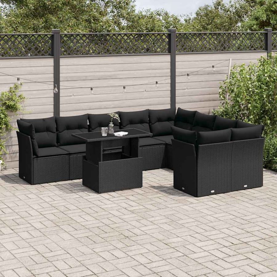 Set Canapele De Grădină Cu Perne, 10 Piese, , Poliratan