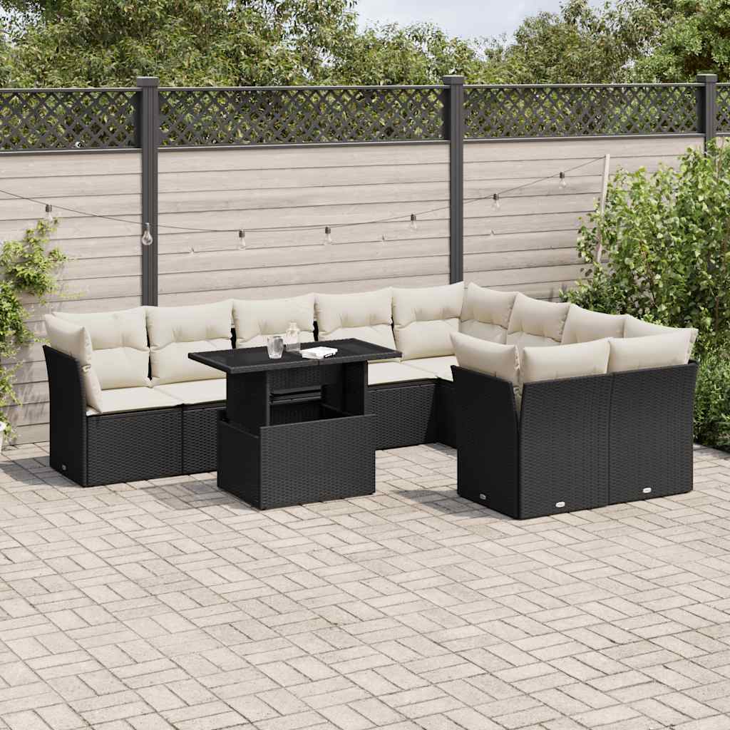 Set Canapele De Grădină Cu Perne, 10 Piese, , Poliratan