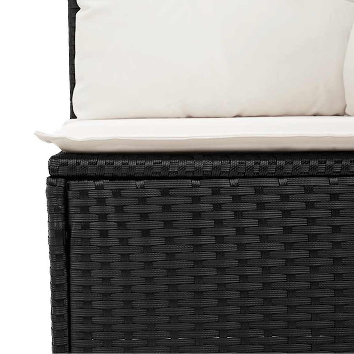Set Canapele De Grădină Cu Perne, 11 Piese, Negru, Poliratan