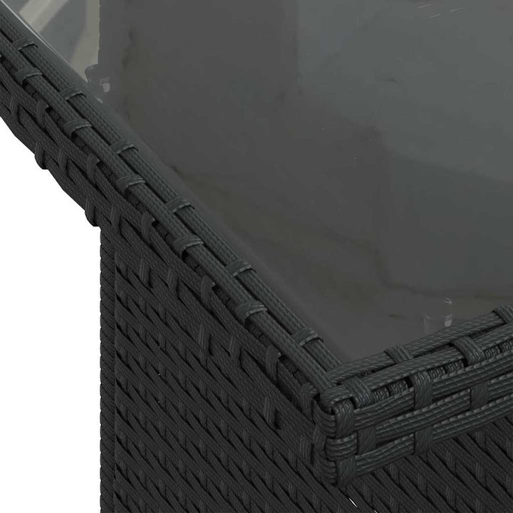 Set Canapele De Grădină Cu Perne, 11 Piese, Negru, Poliratan
