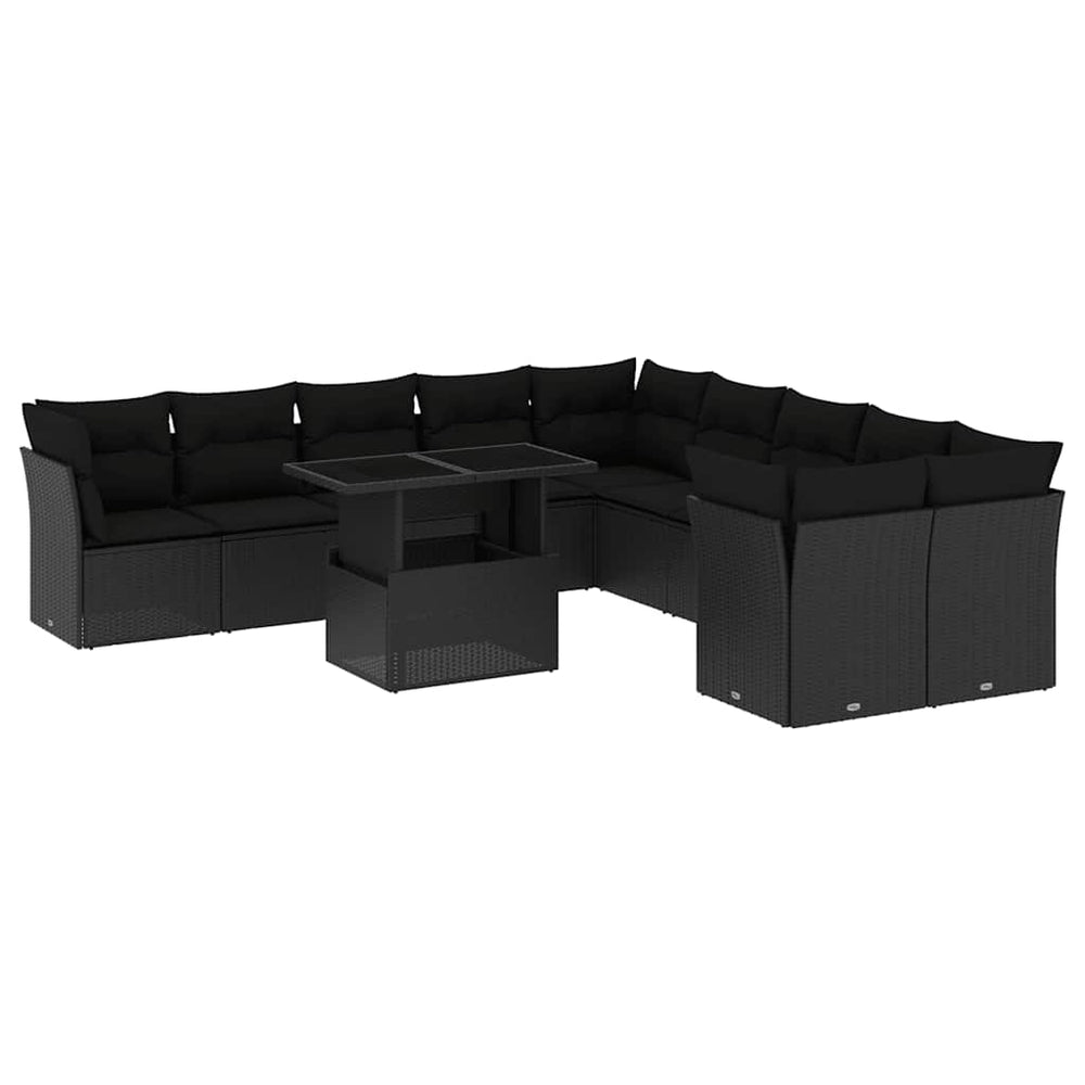Set Canapele De Grădină Cu Perne, 11 Piese, , Poliratan