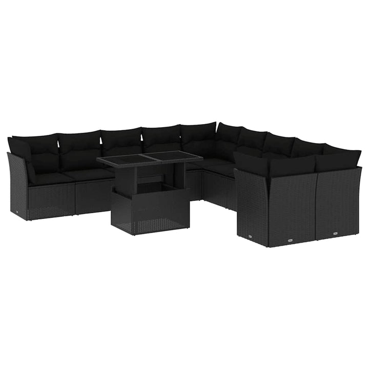 Set Canapele De Grădină Cu Perne, 11 Piese, , Poliratan