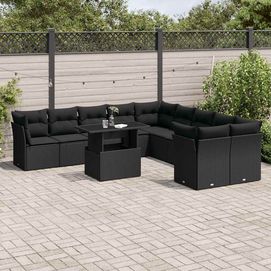 Set Canapele De Grădină Cu Perne, 11 Piese, , Poliratan