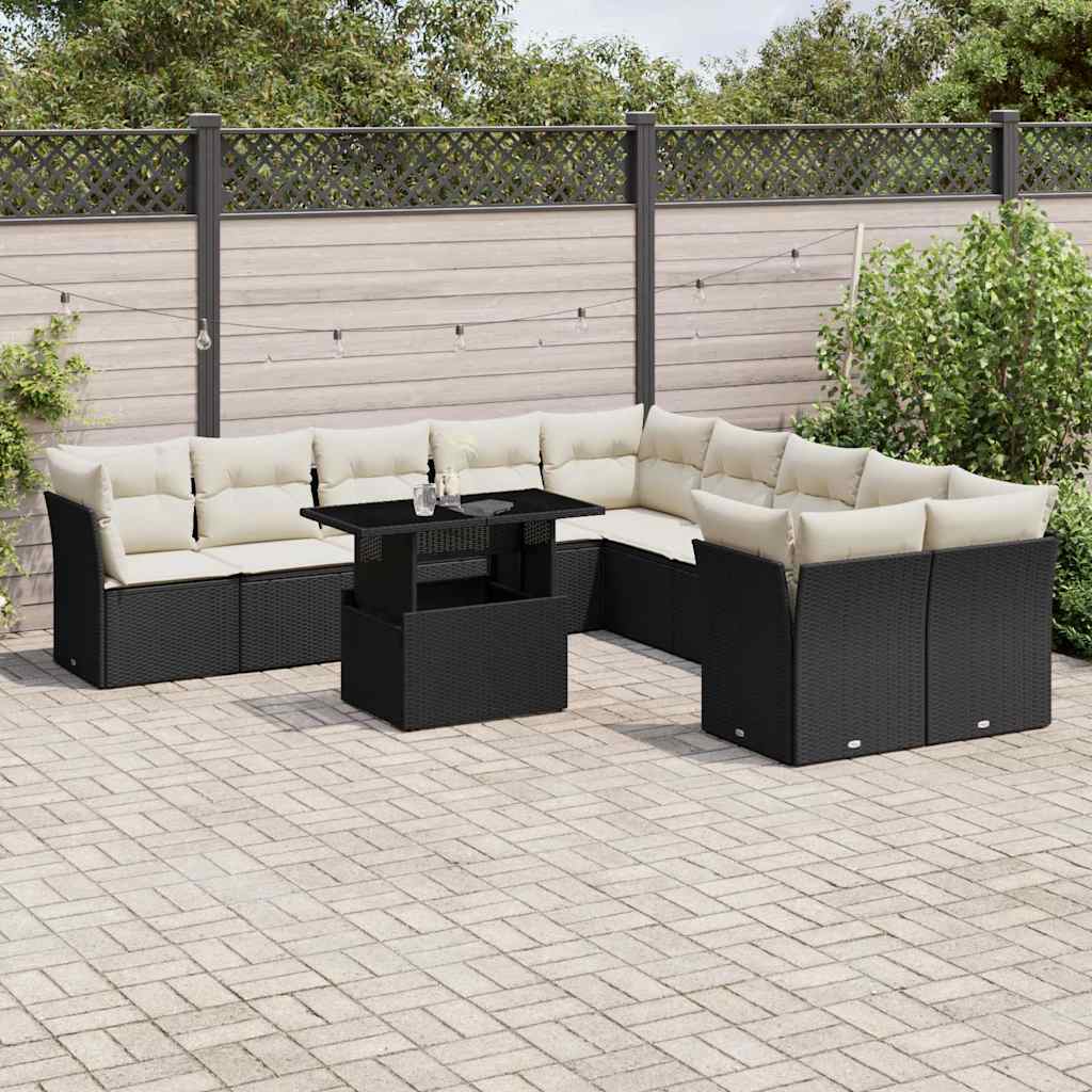 Set Canapele De Grădină Cu Perne, 11 Piese, , Poliratan