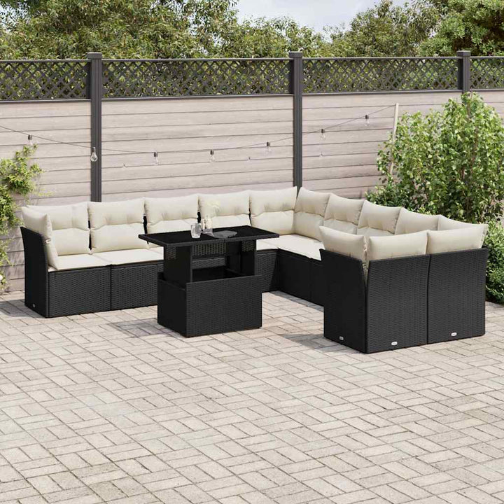 Set Canapele De Grădină Cu Perne, 11 Piese, , Poliratan