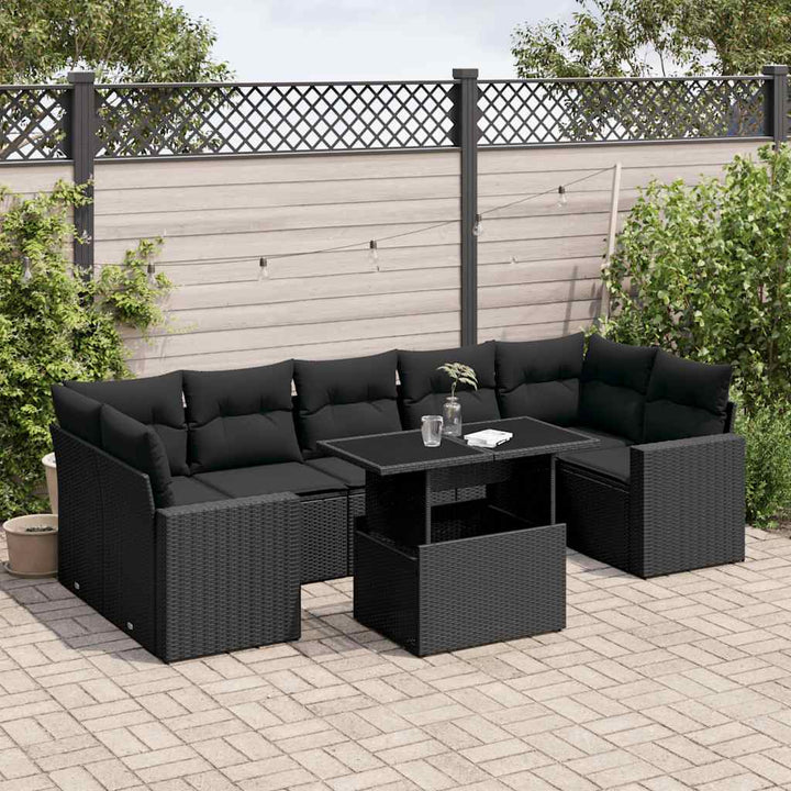 Set Mobilier De Grădină Cu Perne, 8 Piese, , Poliratan