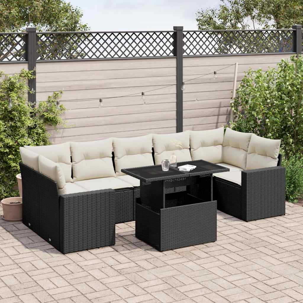 Set Mobilier De Grădină Cu Perne, 8 Piese, , Poliratan