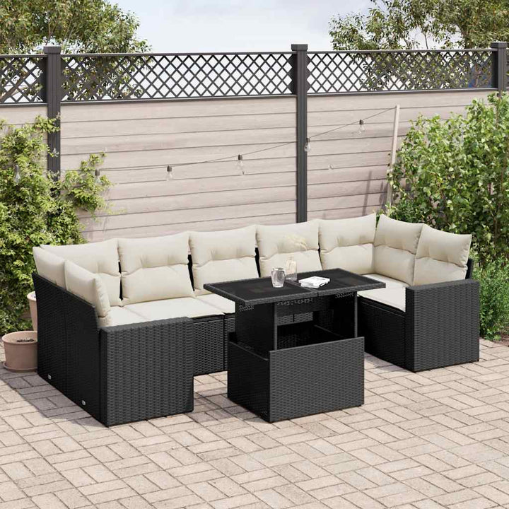 Set Mobilier De Grădină Cu Perne, 8 Piese, , Poliratan