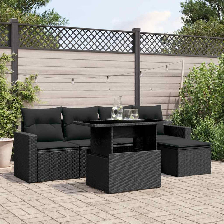 Set Canapele De Grădină Cu Perne, 6 Piese, Bej, Poliratan