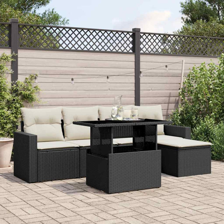 Set Canapele De Grădină Cu Perne, 6 Piese, Bej, Poliratan