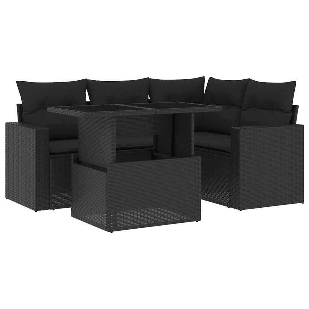 Set Mobilier De Grădină Cu Perne, 5 Piese, , Poliratan