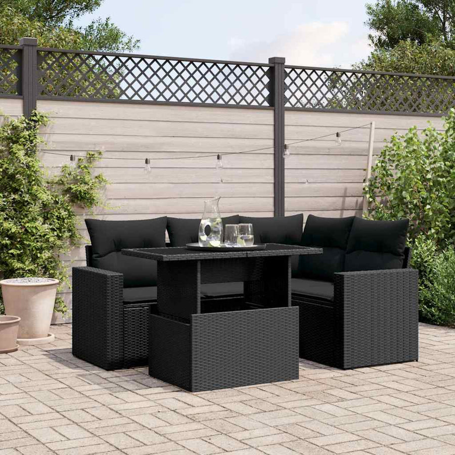 Set Mobilier De Grădină Cu Perne, 5 Piese, , Poliratan