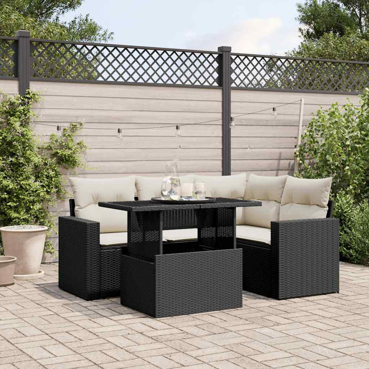 Set Mobilier De Grădină Cu Perne, 5 Piese, , Poliratan