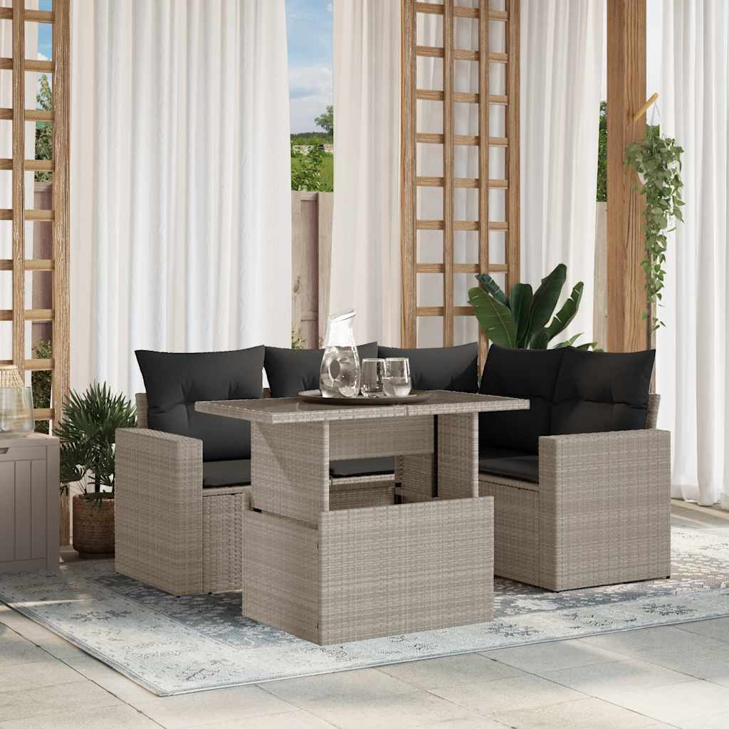 Set Mobilier De Grădină Cu Perne, 5 Piese, , Poliratan