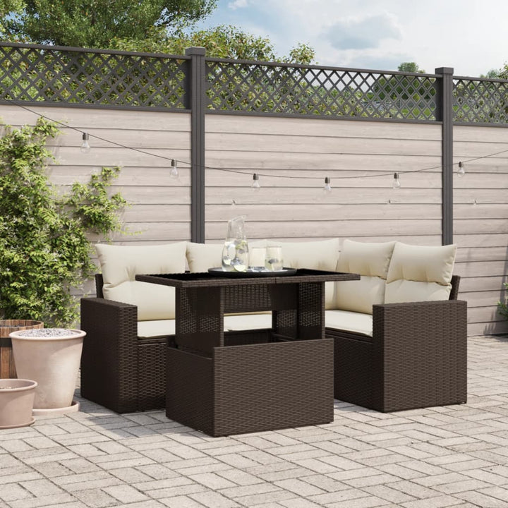 Set Mobilier De Grădină Cu Perne, 5 Piese, , Poliratan