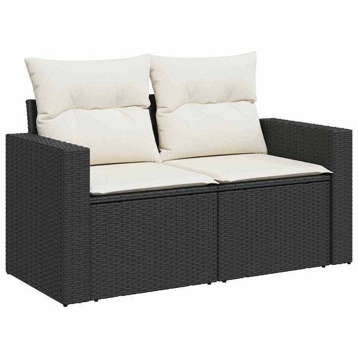 Set Mobilier De Grădină Cu Perne, 6 Piese, Negru, Poliratan