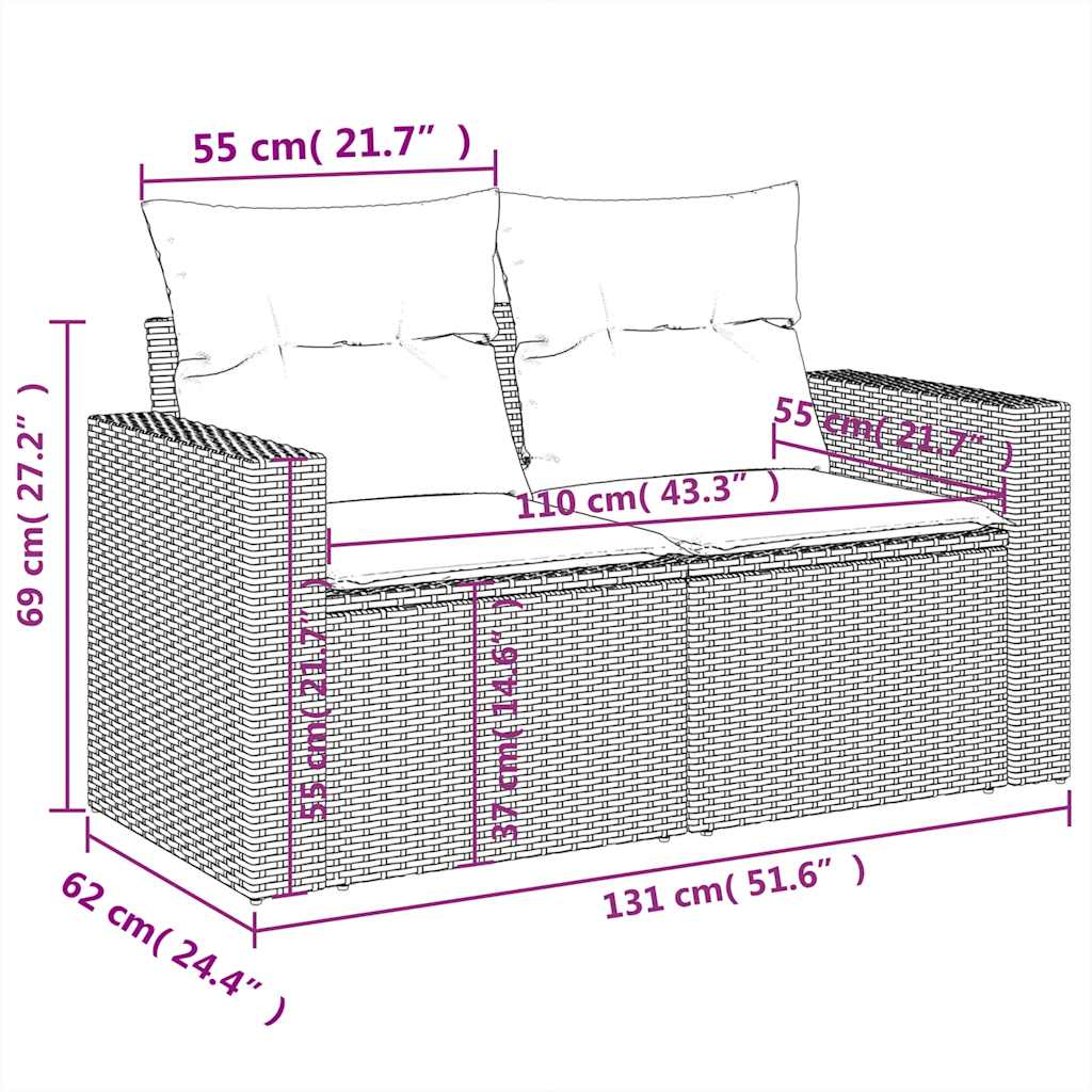 Set Mobilier De Grădină Cu Perne, 6 Piese, Negru, Poliratan