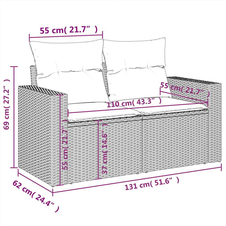 Set Mobilier De Grădină Cu Perne, 6 Piese, Negru, Poliratan